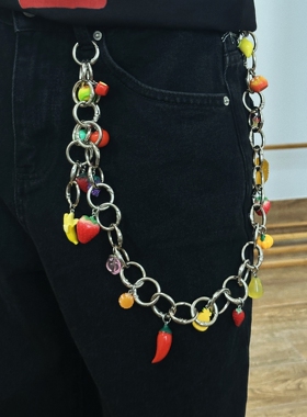 SFSN原创设计水果串裤链多巴胺系列穿搭配件小众手作金属包包挂件