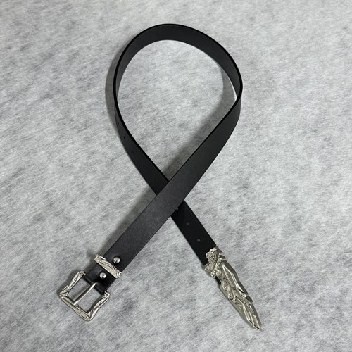 SFSN原创设计cleanfit小众西部金属雕花腰带牛仔裤黑色断剑皮带