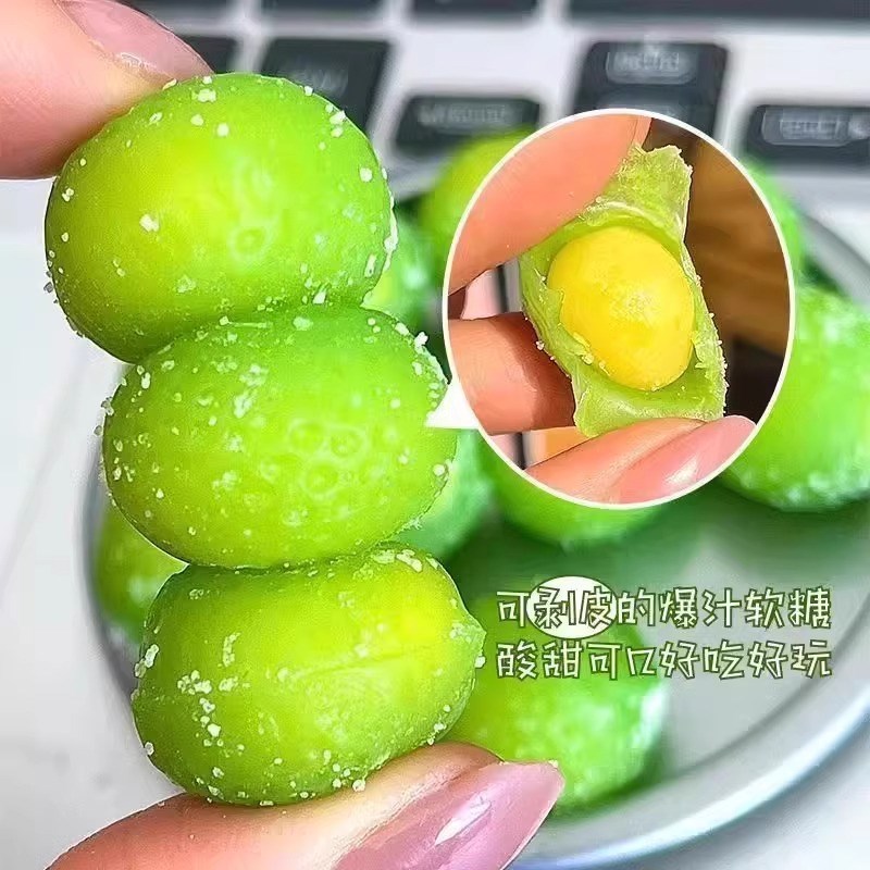 VC清润a剥皮糖慢气泡爆浆糖严舒果果汁柠橡皮糖剥皮果滋补3d剥皮