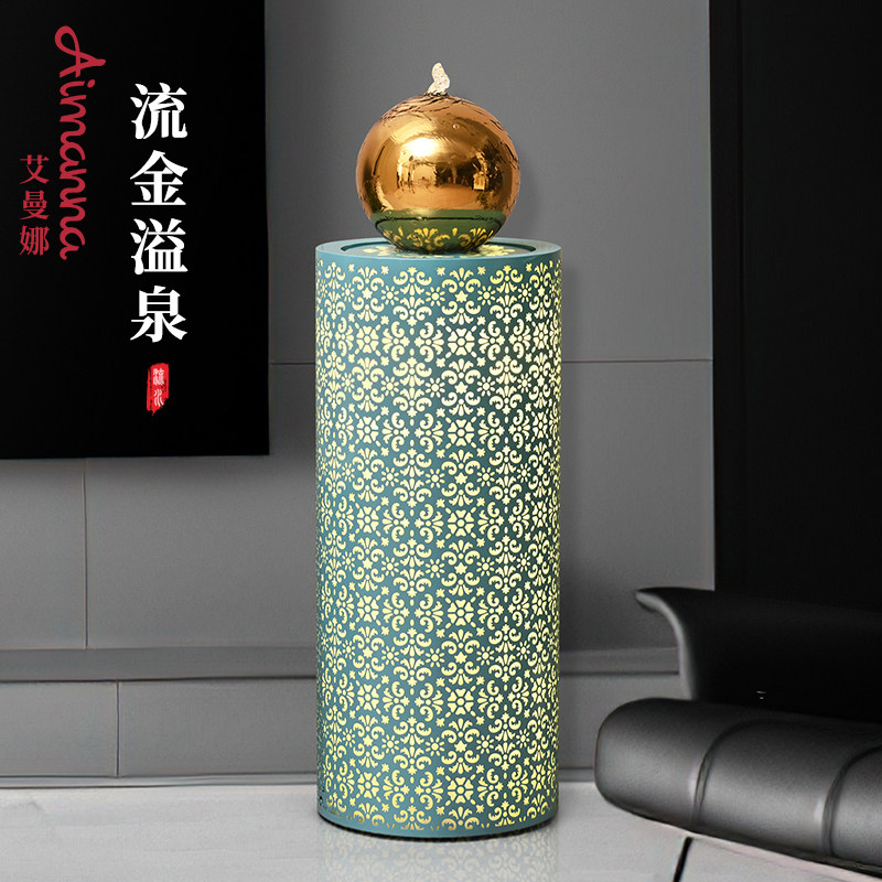现代简约流水摆件圆球客厅电视柜落地喷泉循环水高档招财居家饰品