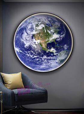 月地球玄装饰画285空球LED星灯光关画卧室壁画餐厅客厅个性创意壁