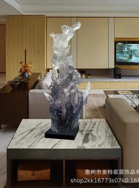 现代软创意抽树象03透装明脂雕塑太湖石摆件酒店客厅玄关装饰工艺