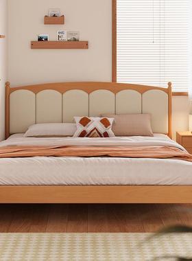 榉木24264全木儿童床15木蜡油次卧1..2实男孩女孩公主单米人床现