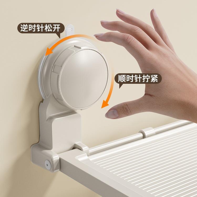 束丰吸盘式房物架免料打厨孔收纳架折叠壁挂备F99M5SJT菜调架太置