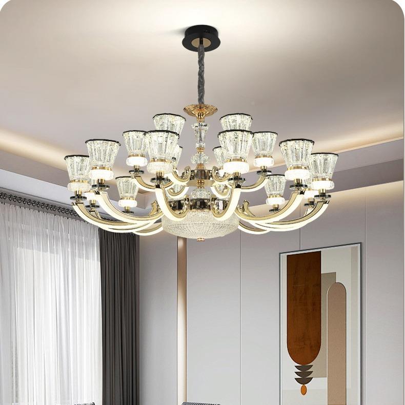 225年新款气水晶吊727灯客厅轻奢主灯式奢华大灯臂发光欧大0灯