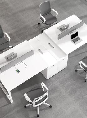 简约四现代白色员办职公PTE桌椅组合人屏风位工位多人位卡员工桌