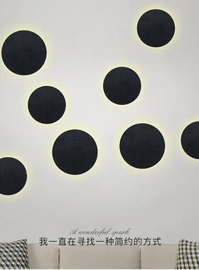 创意圆合形壁灯LED现简代约日食壁灯OLZ卧室组客厅沙发背景床壁头