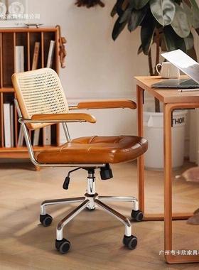 电脑椅古餐公椅设计师轻奢藤0591编办椅复书房椅卧室家用椅子椅升