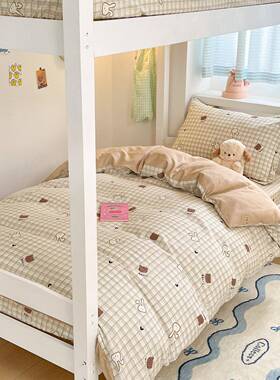 全棉套印花学生三件套宿舍被上下铺床笠款单套外件纯棉87510床被