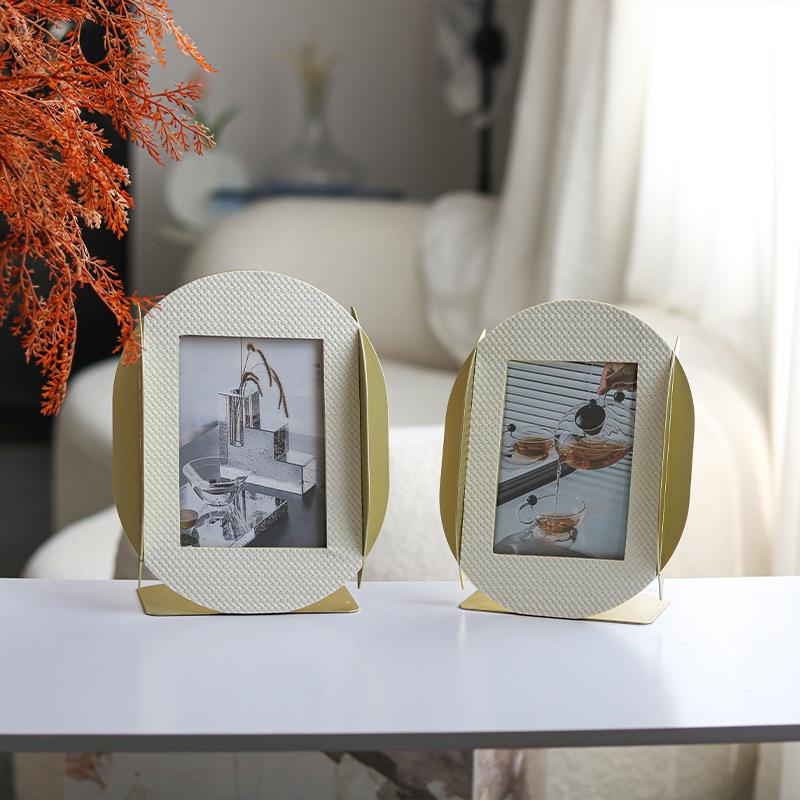 轻奢创意交织皮革相框卧Y08107-8样板间店室民宿居床家头柜相酒架