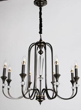 法复客梯厅吊灯美式楼683中古古式黑色餐厅卧室灯南洋风蜡烛水晶