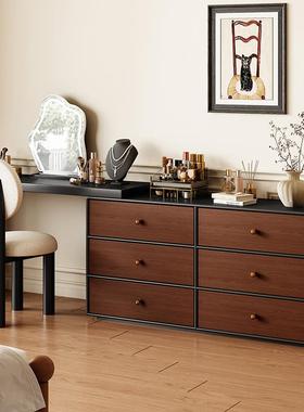 梳台斗柜一体床尾收纳现代简约复妆古实木伸风柜缩化妆桌卧94238