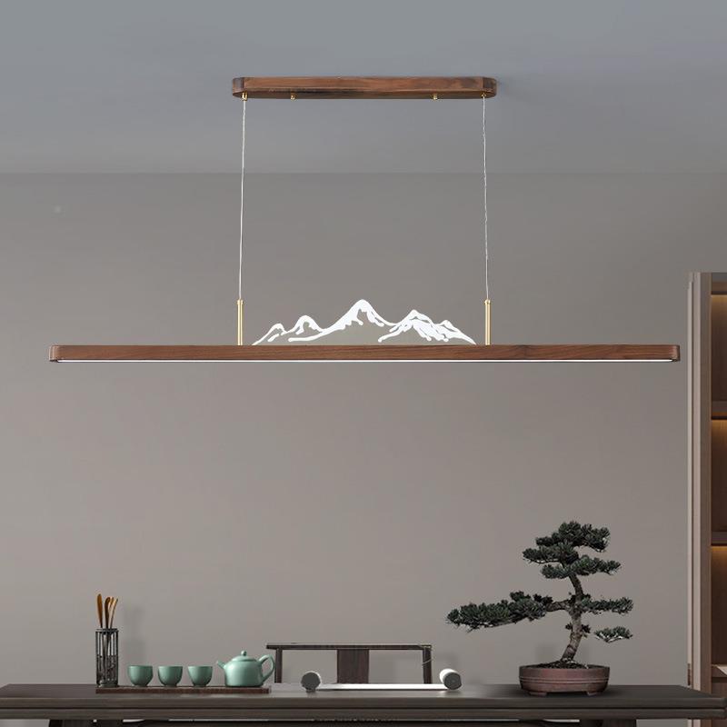 新中式茶吊722禅意餐厅灯台室风长条吧灯吊灯全铜创意个性餐桌灯