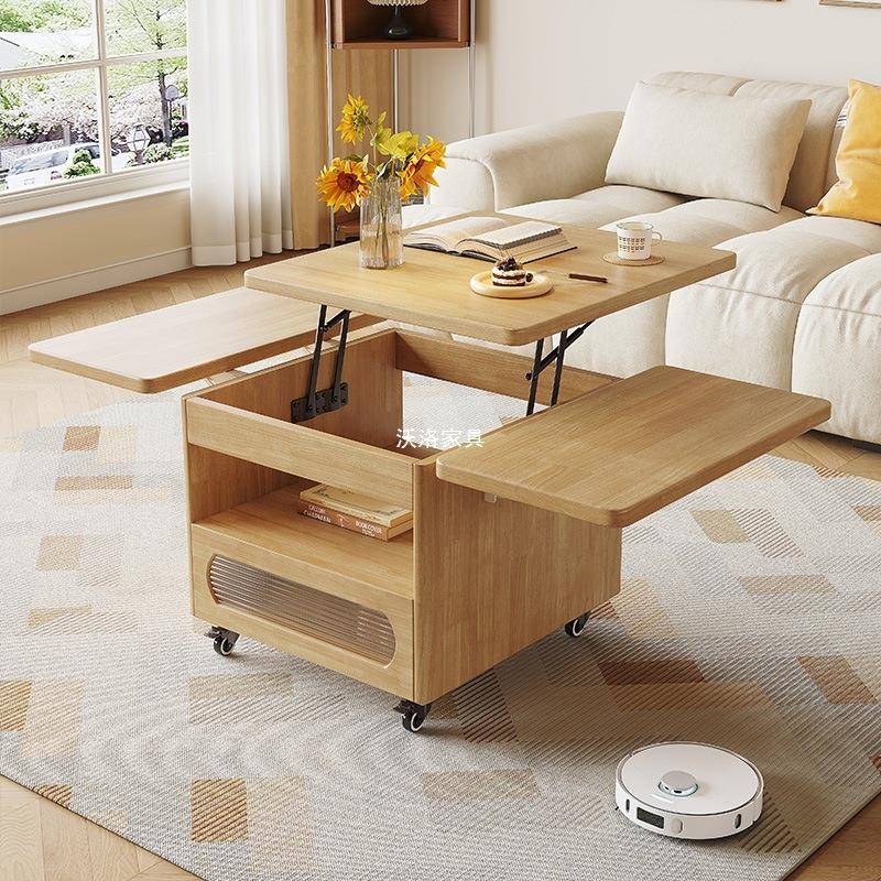 中风古升茶几客厅边沙发侧边降桌家用现代小户型收纳实木几DHQ可