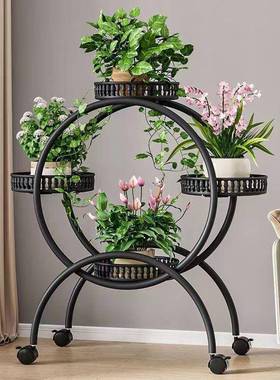 花架子花盆置物架客厅落地式架51958可移家动带轮绿萝阳花盆多台