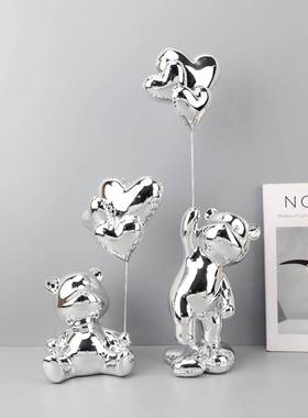 熊欧式柜0819创意爱心电家镀气球摆件客厅玄关茶几电视办公室居装