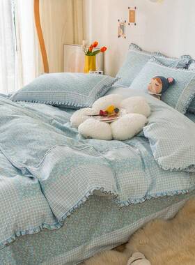 用款韩版清新磨毛欧新彩四件套棉吸湿透气不闷热床单被套95489床