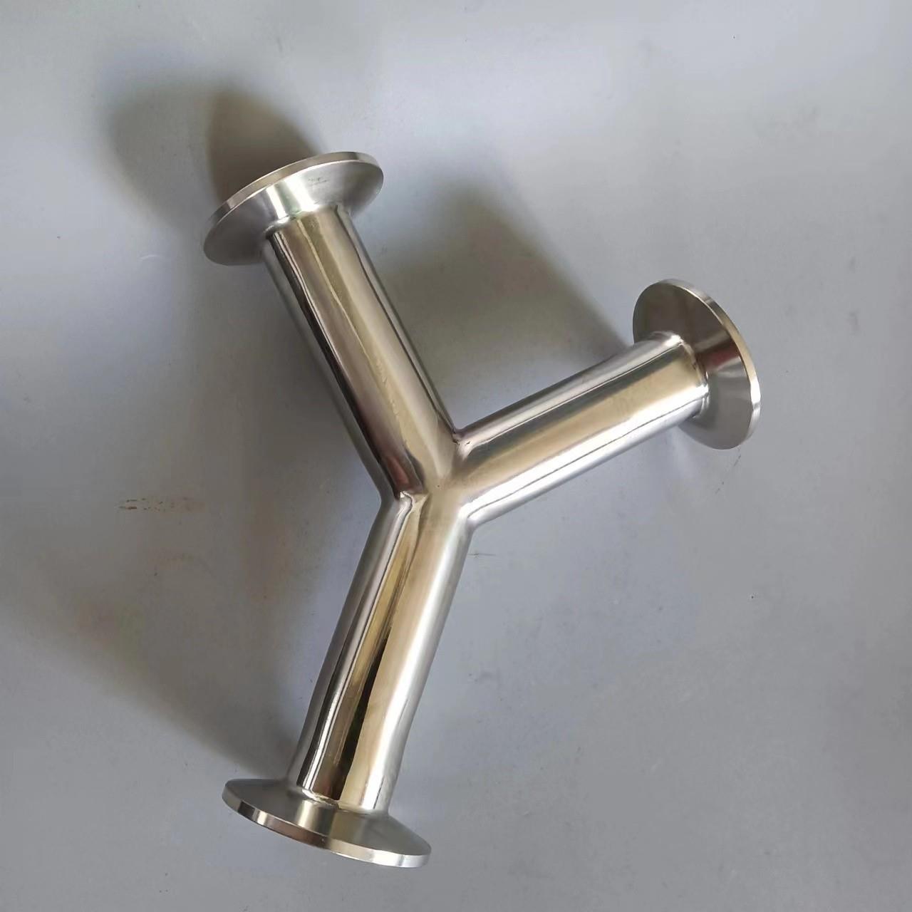 304通不锈钢Y型三型卫生级快装叉型三201通卡盘度式90Y三通内外镜