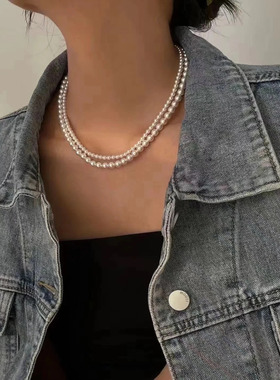 叠戴天花板 极光双层施家珍珠项链 一条项链六种戴法 万能扣子