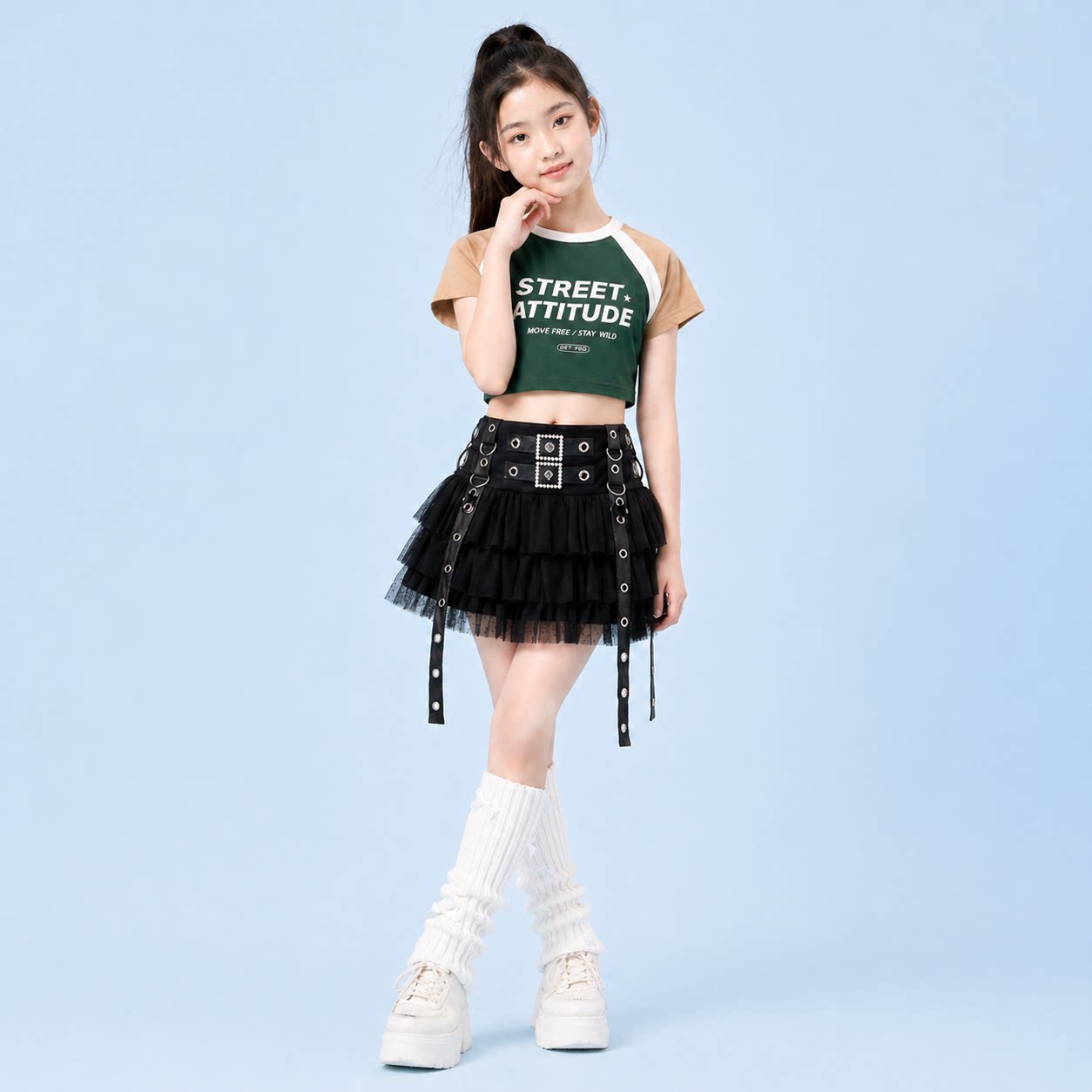 女童街舞潮服嘻哈爵士舞演出套装图片