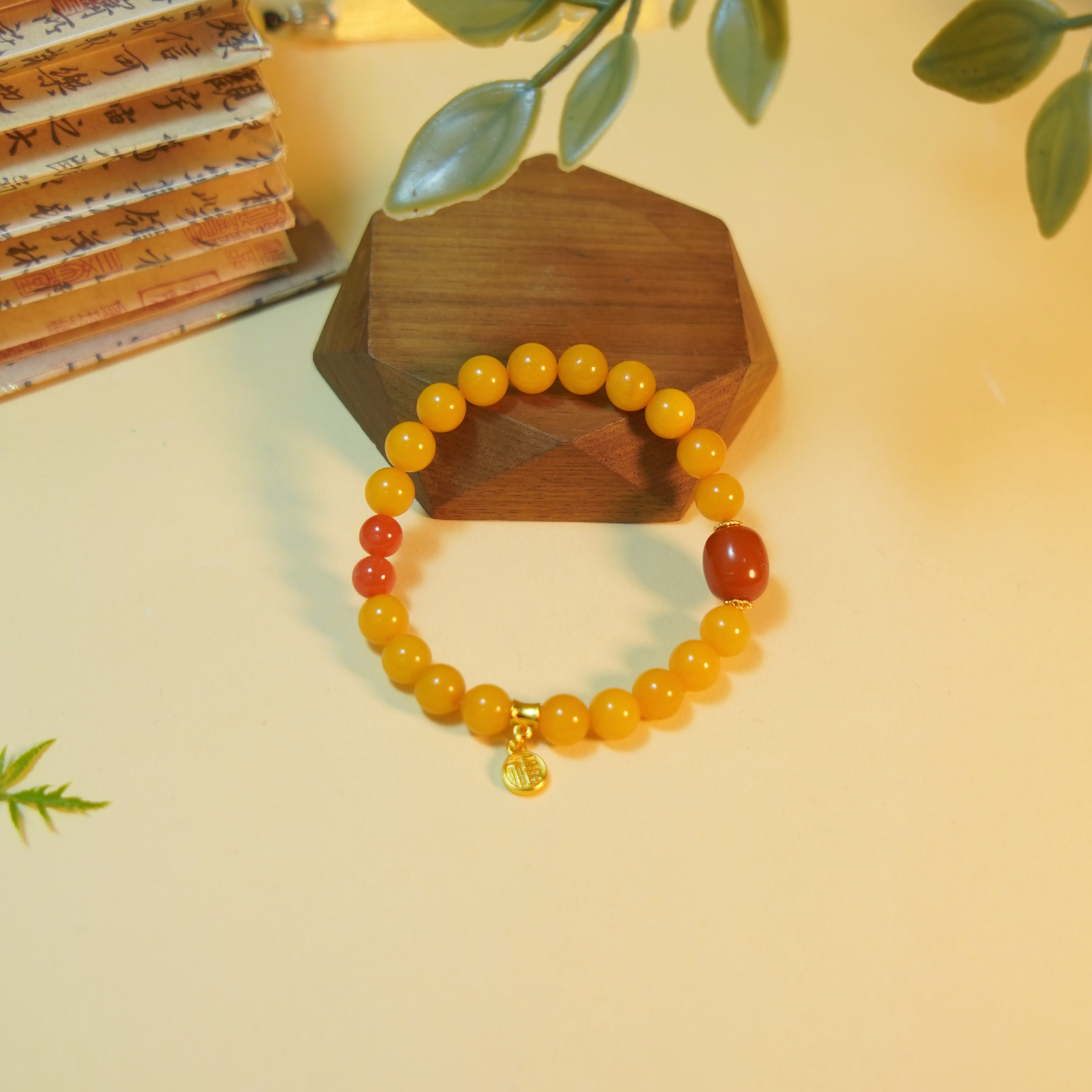 心悦印A02257琥珀老蜜蜡枣珠手串多样性发一