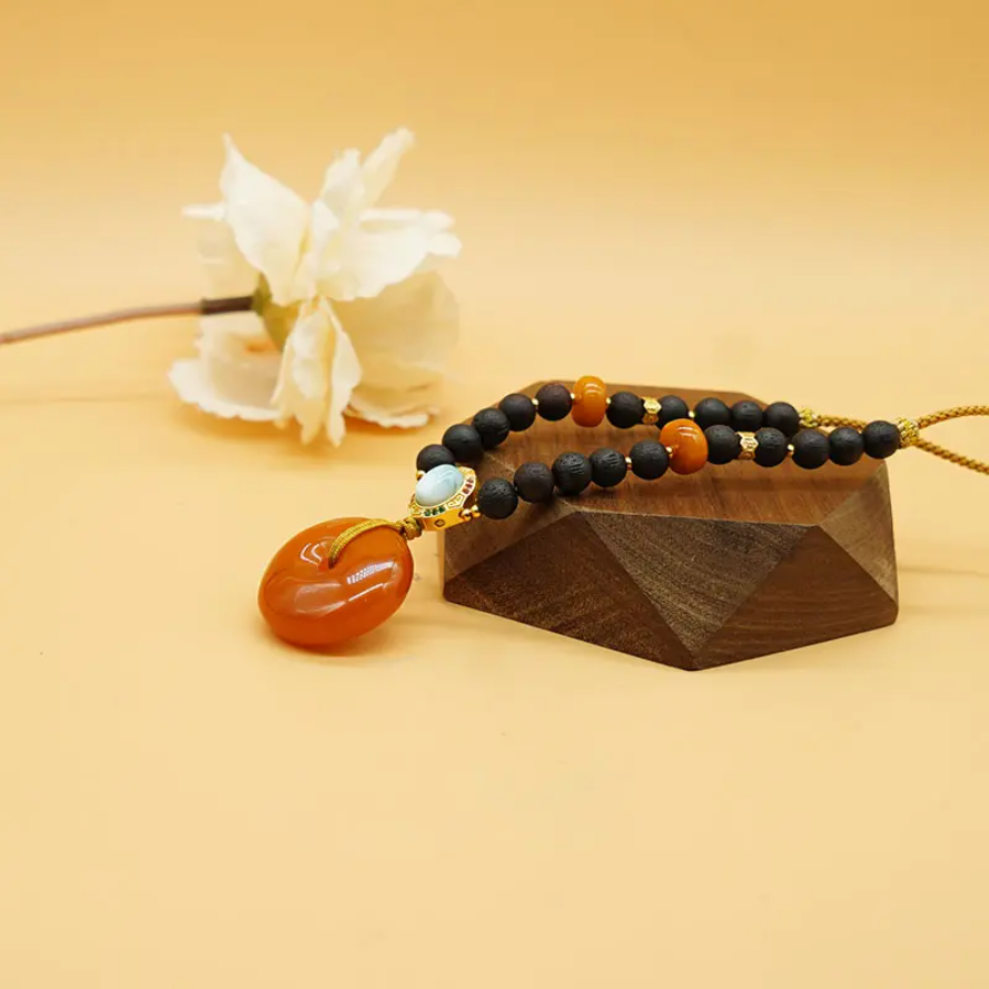 心悦印A01127琥珀老蜜蜡平安扣吊坠 多样性发一