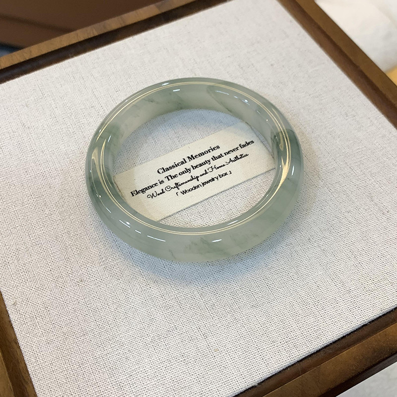 仟喜梵“桂露”高端翡翠平替天山翠玉手镯女款冰种飘花真玉镯