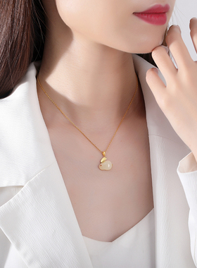 仟喜梵“情丝缕”和田玉兔项链女小兔子吊坠锁骨链送礼送女友妈妈