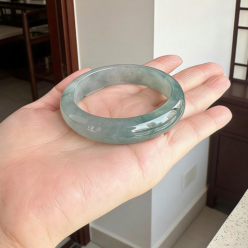 仟喜梵【东方鸿图】缅甸高端翡翠玉手镯子女款冰飘花贵妃正品处理