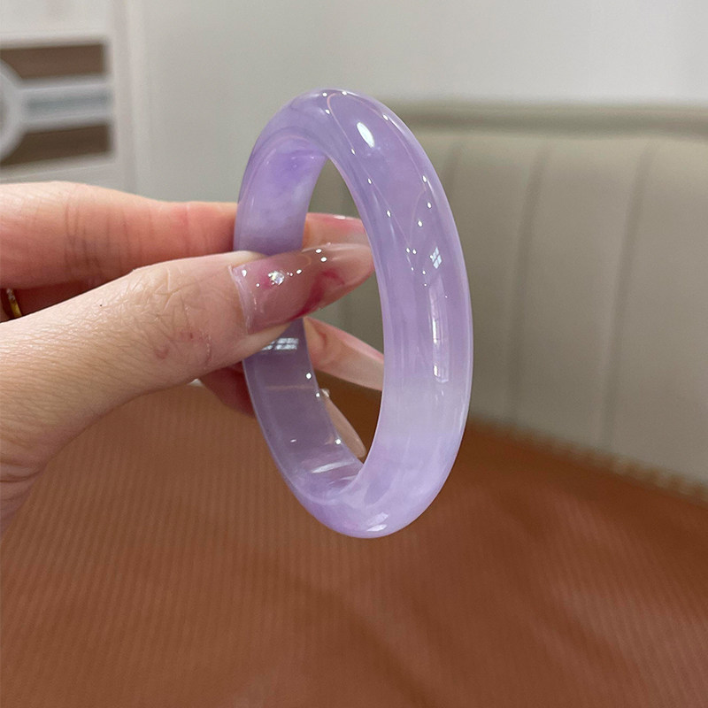 仟喜梵"安之若素"高端缅甸翡翠玉手镯子女款冰种紫罗兰正品玉处理