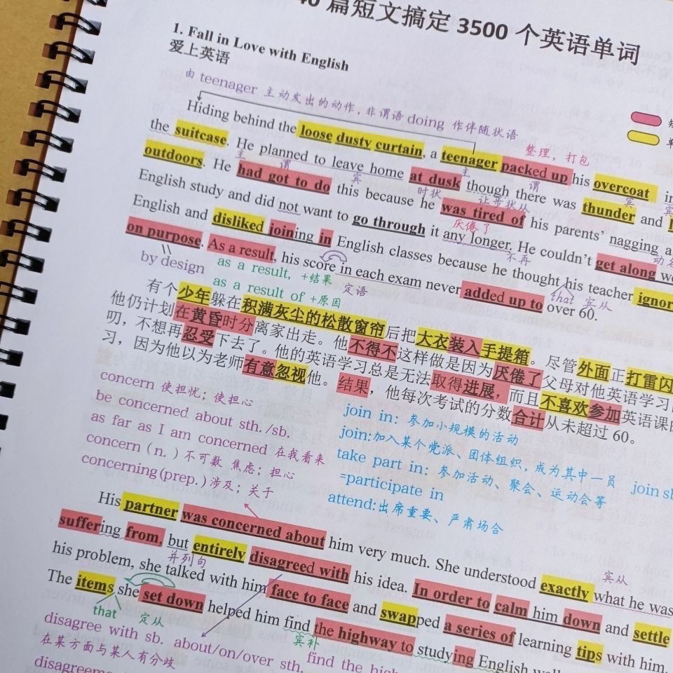25版40篇短文搞定高考3500单词彩色笔记本高中英语同步词汇默写本