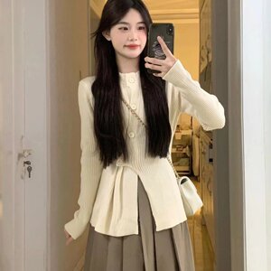 秋季小香风温柔气质轻熟御姐盐系穿搭针织长袖开衫半身裙两件套装