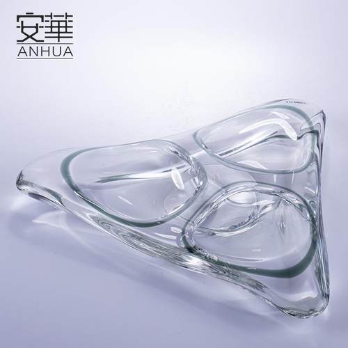 安华现代简约艺术果盘家居玻璃装饰品创意摆件高端精致工艺品