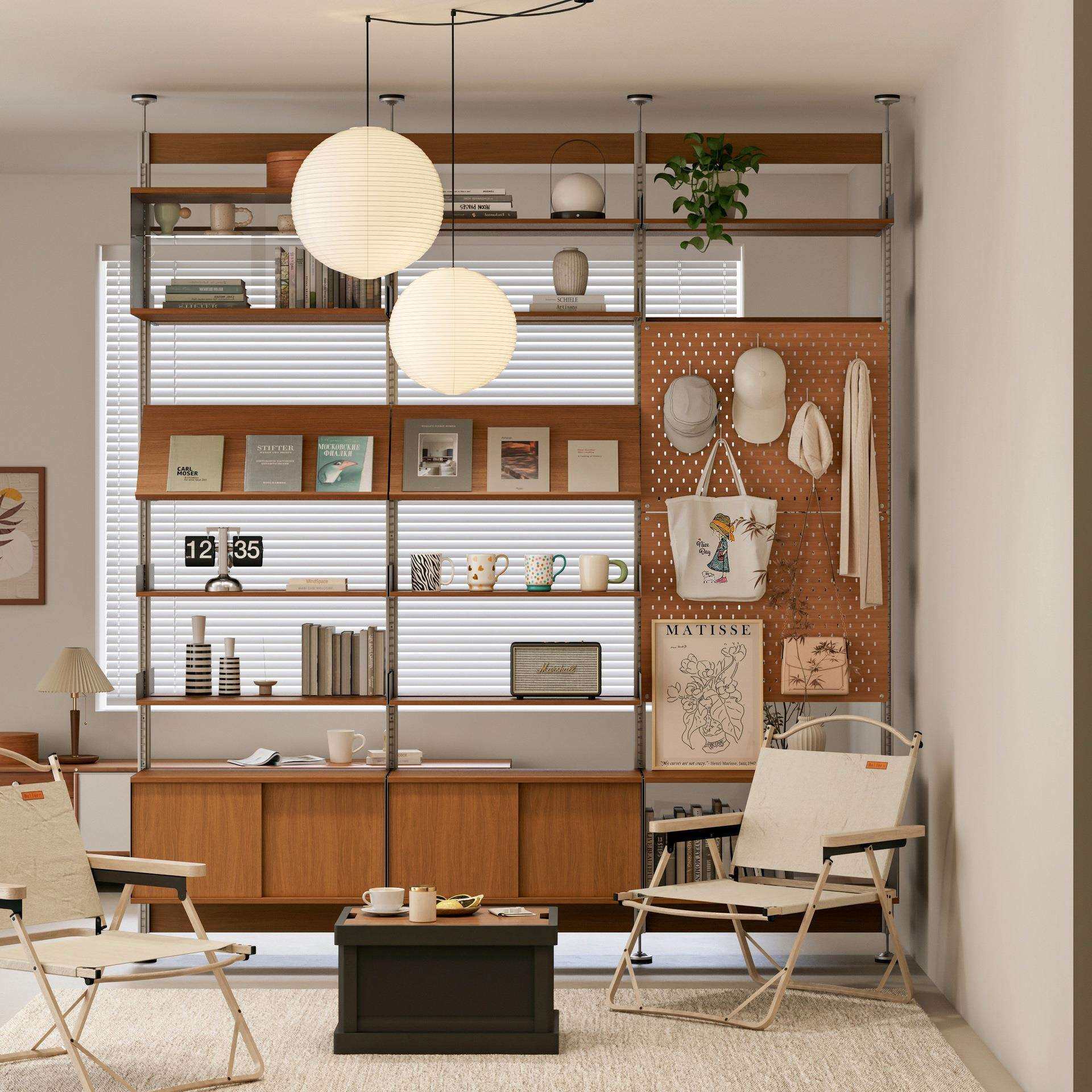 生活志中古实木落地多层顶天立地置物架隔断靠墙储物柜玄关展示架