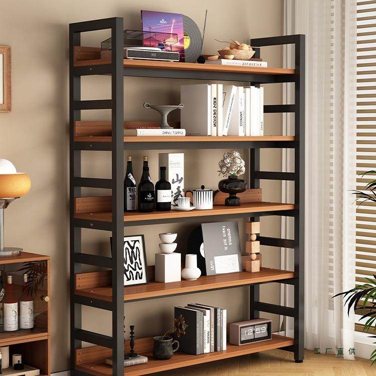 书架落地置物架简易钢木多层货架儿童客厅家用收纳书柜铁艺储物架