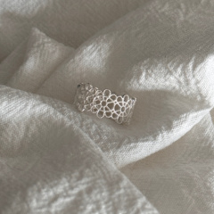 L'amour蕾丝花边清冷纯银戒指轻奢小众设计感高级感开口可调节