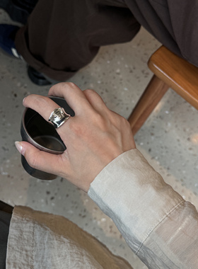 L'amour【松本惠奈同款】纯银凹凸光面异型个性清冷开口戒指小众