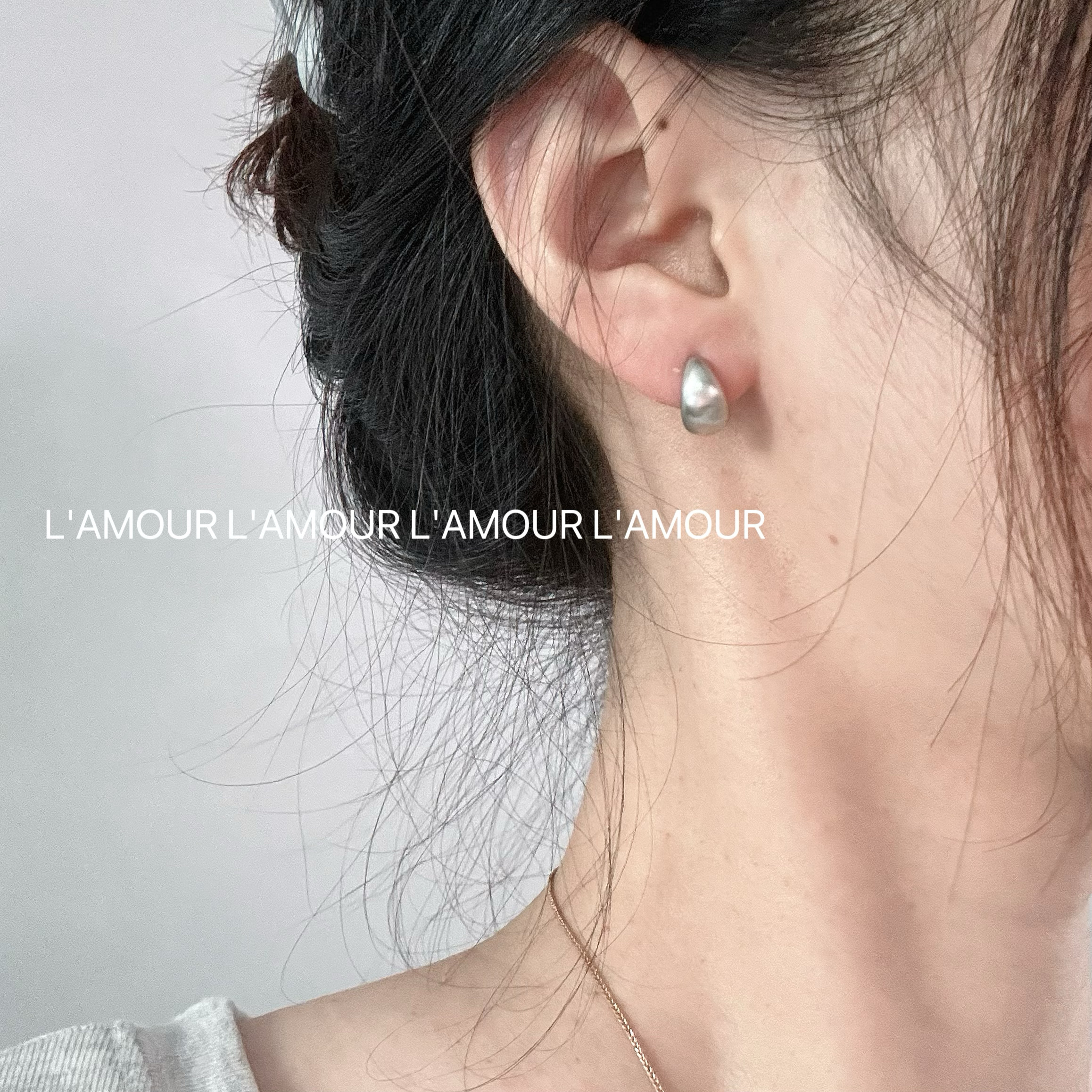L'amour弧形拉丝银豆豆耳钉简约冷淡风高级感轻奢气质百搭日常款
