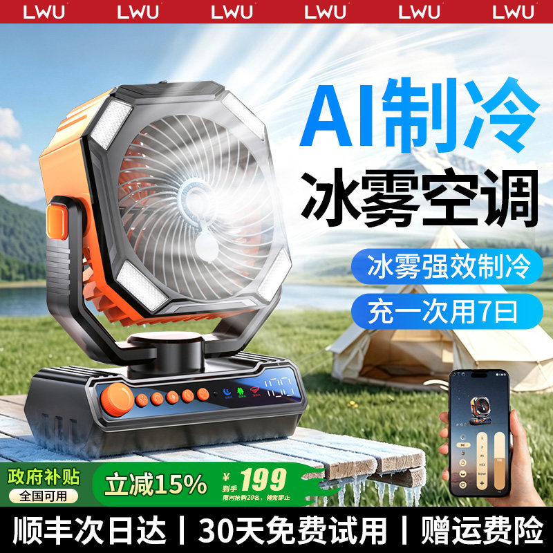 德国LWU2026新款户外露营充电桌面风扇车载超长续航制冷空调扇