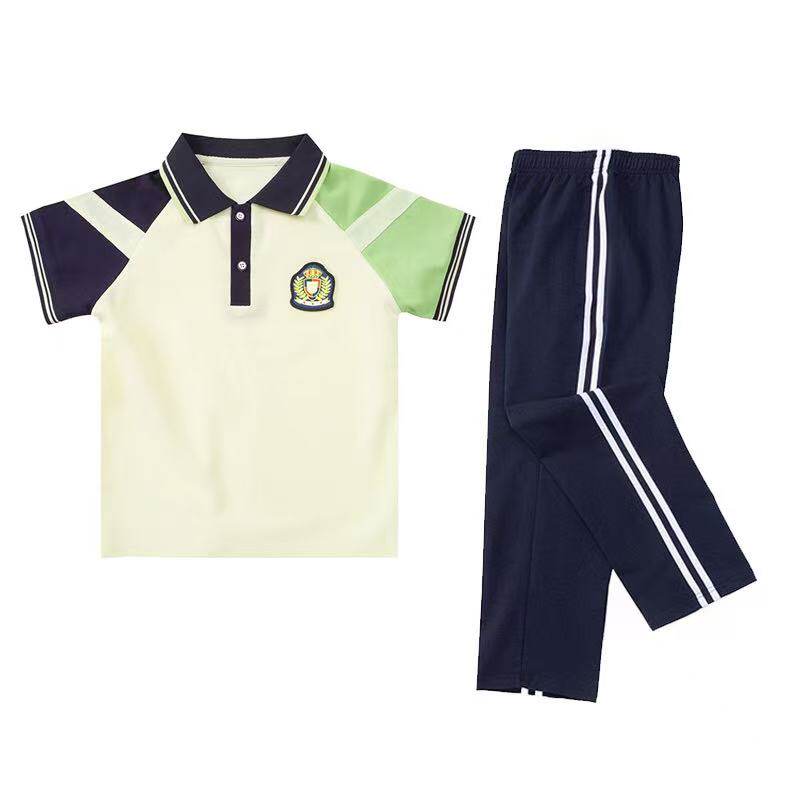夏季男童短袖polo衫小学生校服中大儿童纯棉T恤女童毕业班服套装
