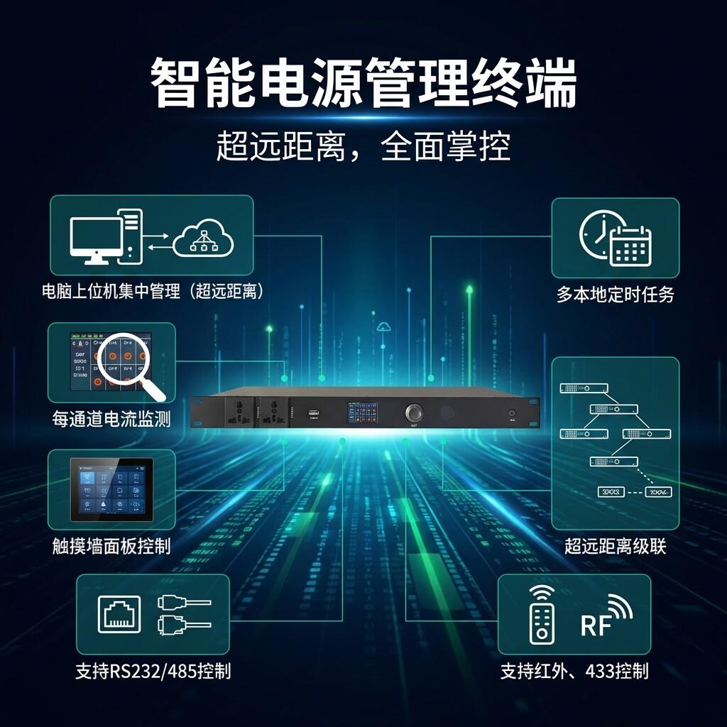 专业工程网路智能中控电源时序器触摸墙面板控制电流检测