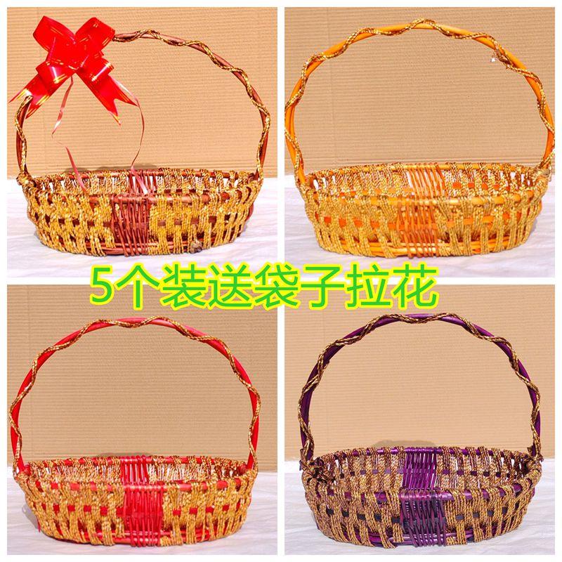 网红新款水果篮送礼柳编水果店专用编织展示筐高档蔬菜篮手提花篮