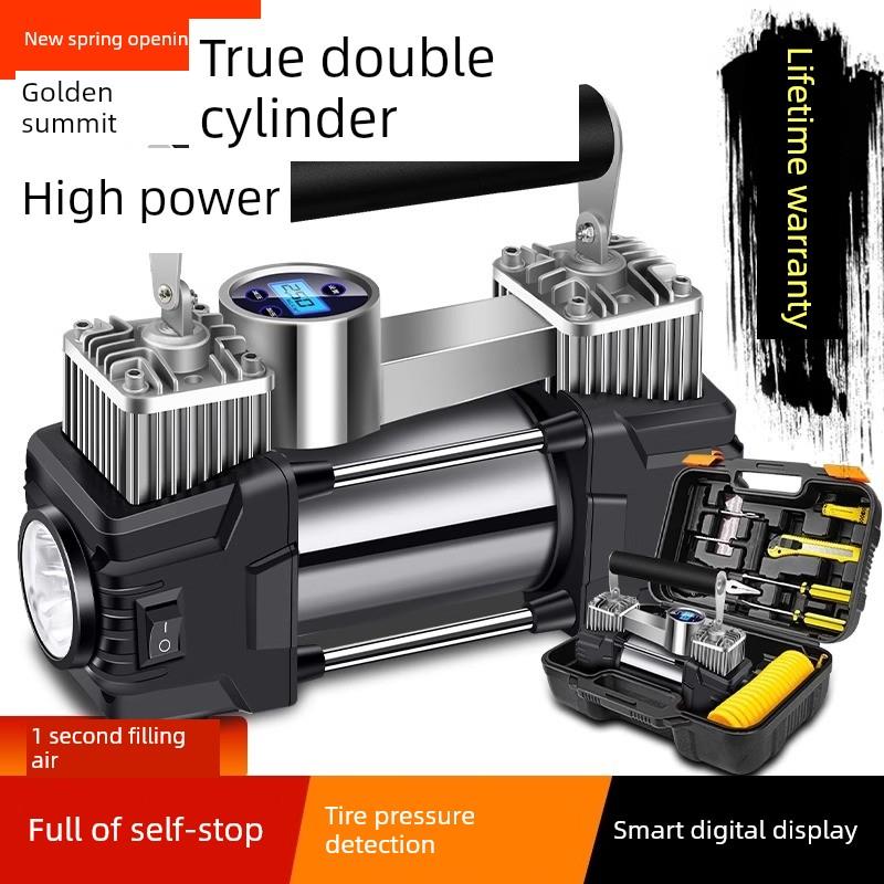 基思汽车气泵汽车气泵大功率汽车多功能便携式双缸高压