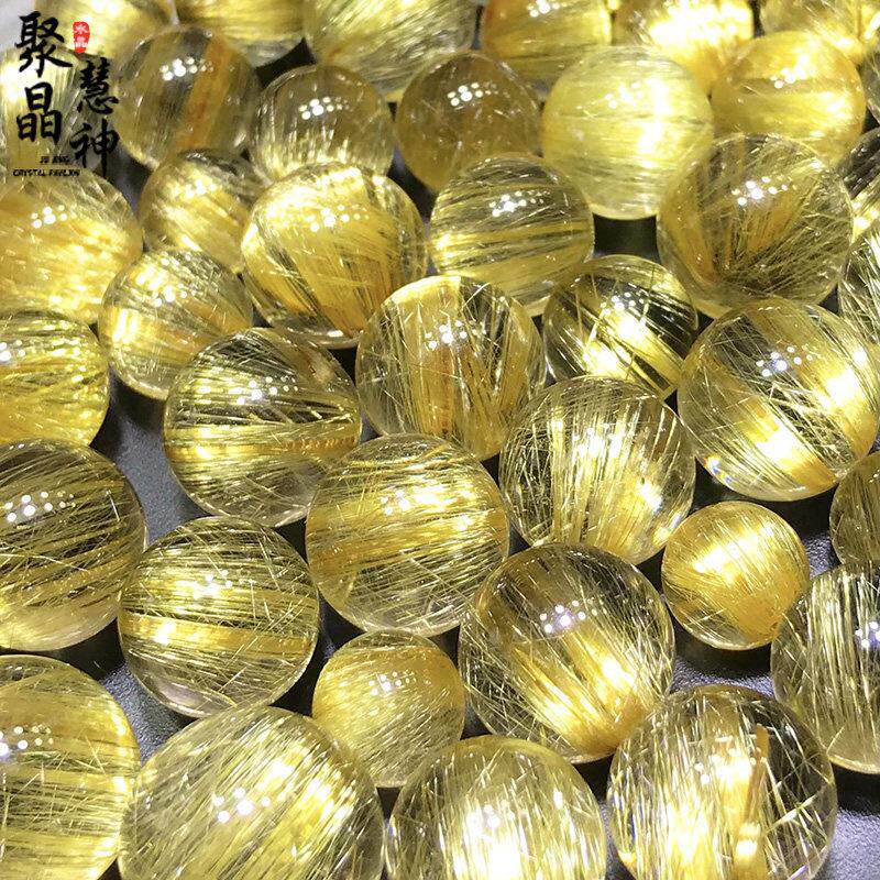 收藏级天然猫眼顺发金发晶散珠板钛晶配多宝单珠手串水晶项链吊坠