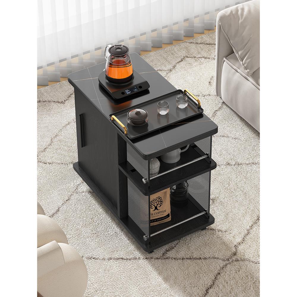 可移动茶台茶桌多功能储物边几小柜子客厅实木茶水柜沙发休闲边柜