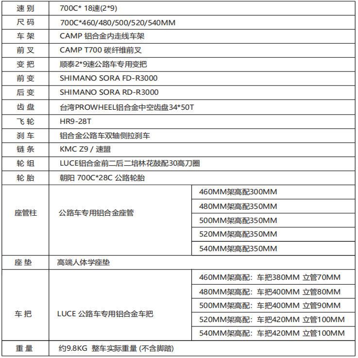 Camp坎普 RADON 圈刹 综合爬坡架铝合金公路车