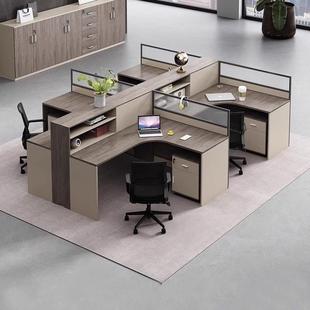 职员办公桌员工位桌椅组合十字型双4四6人位卡座财务屏风简约现代