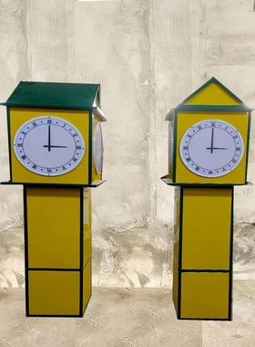 复古创意铁艺座钟摆件庭院时钟装饰工业风纯手工怀旧落地饭厅机械