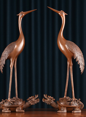 紫铜鹤摆件仙鹤龟鹤延年家居装饰品长寿龟寿星礼品送老人祝寿贺礼