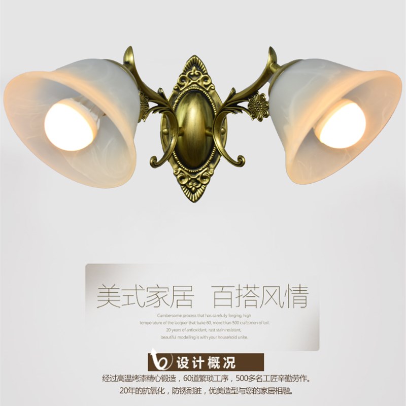 欧式单头壁灯卧室床头书房灯简约镜前灯美式田园灯具阳台壁灯